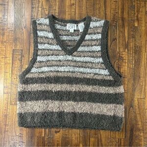 Women’s Striped Boucke Wool Alpaca Mohair Blend Sweater Vest SM Light Academia‎